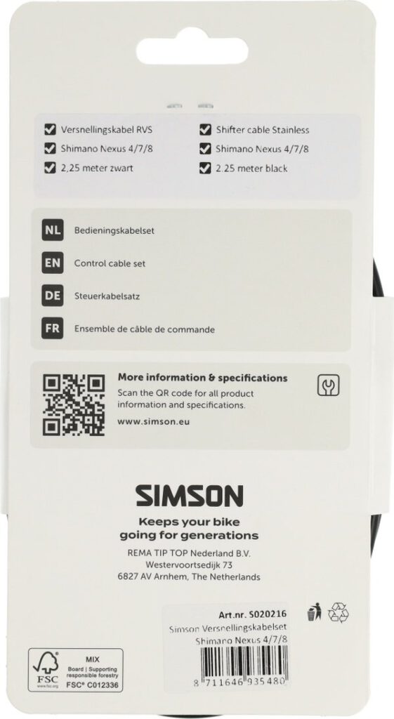 Versnellingskabel Simson nexus zwart